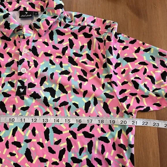 Bad Birdie Men's Polo Shirt Size Medium Short Sleeve Performance Golf 80's Retro - Picture 12 of 13